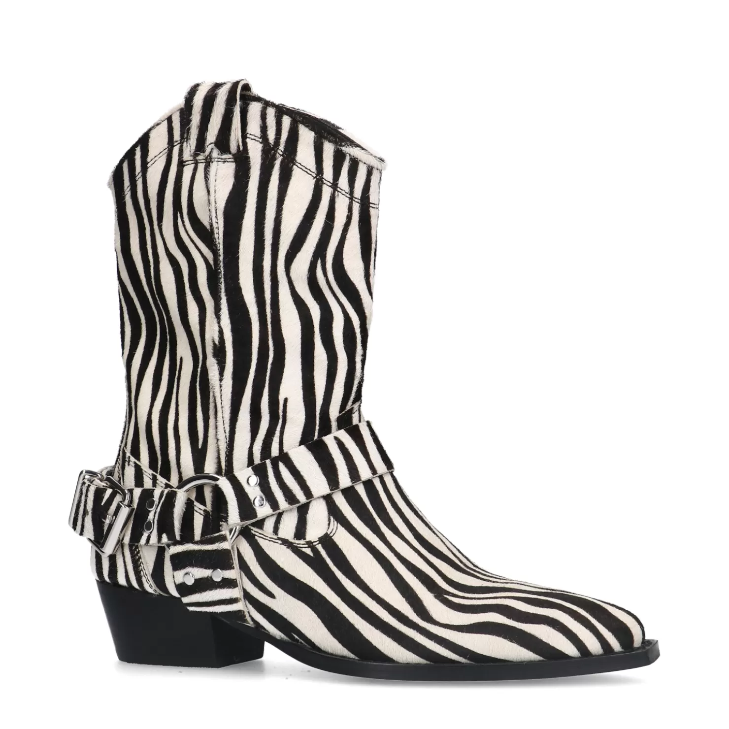 Cheap Sacha Zwarte Zebraprint Cowboylaarzen