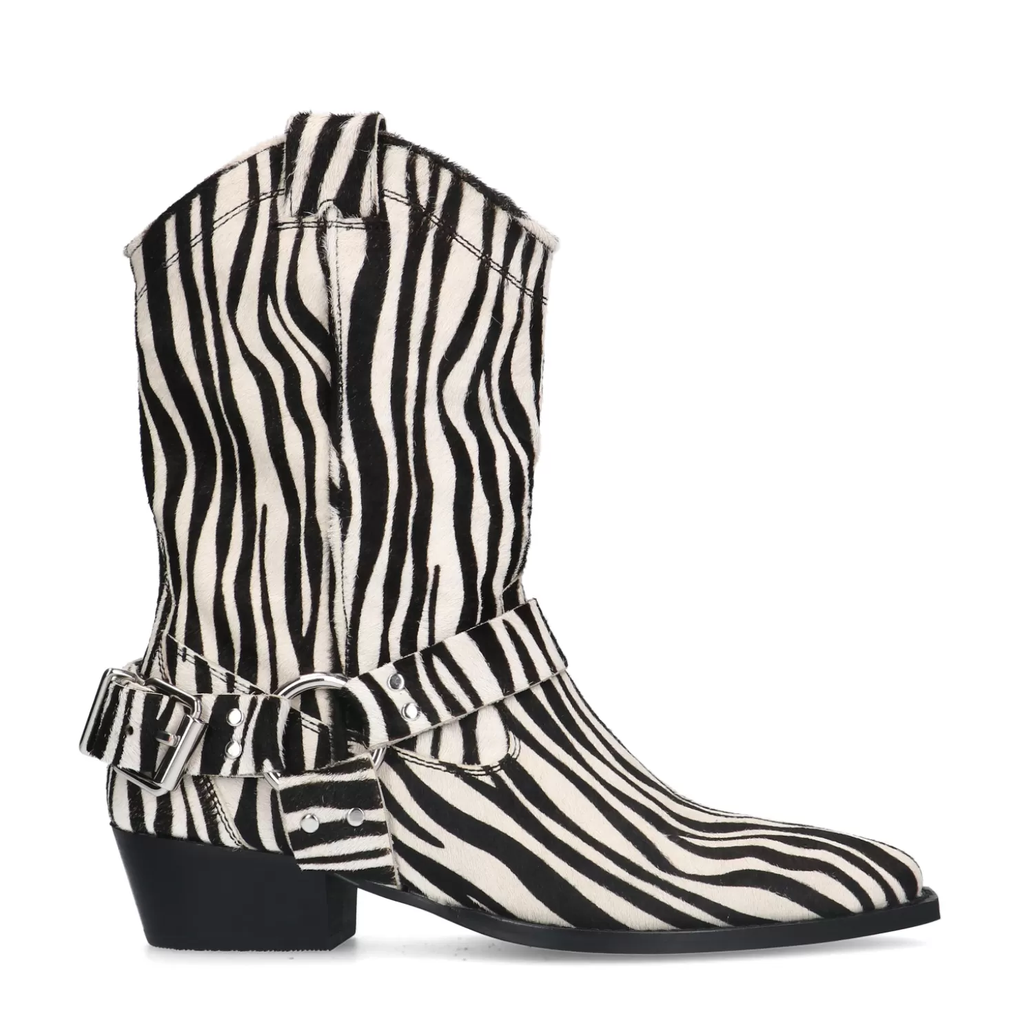 Cheap Sacha Zwarte Zebraprint Cowboylaarzen