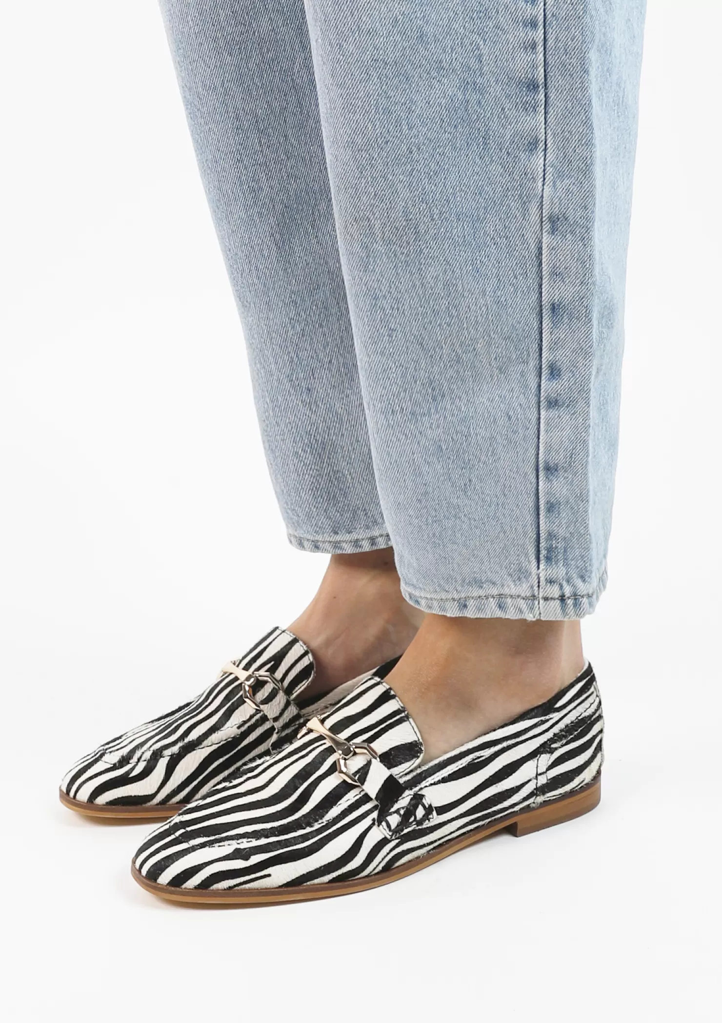 Outlet Sacha Zwarte Zebraprint Loafers